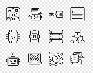 set line artificial intelligence robot, server, data, binary code, neural network, ai, and algorithm