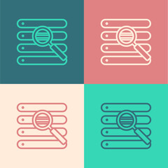 Poster - Pop art line Search in a browser window icon isolated on color background. Vector Illustration