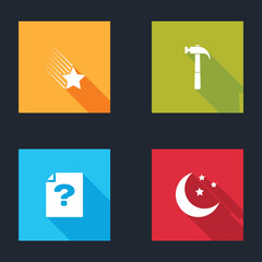 Poster - Set Falling star, Hammer, Unknown document and Moon and stars icon. Vector