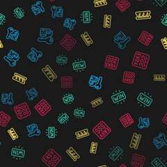 Sticker - Set line Winning house with key, Casino win, Lottery ticket and Money prize casino on seamless pattern. Vector