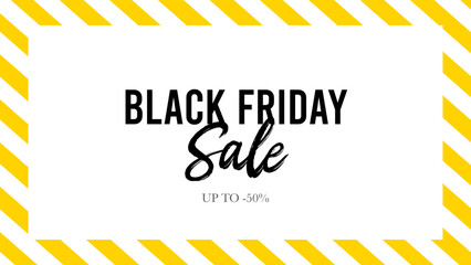 Black Friday simple banner with yellow stripes vector illustration.