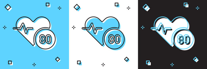 Sticker - Set Heart rate icon isolated on blue and white, black background. Heartbeat sign. Heart pulse icon. Cardiogram icon. Vector