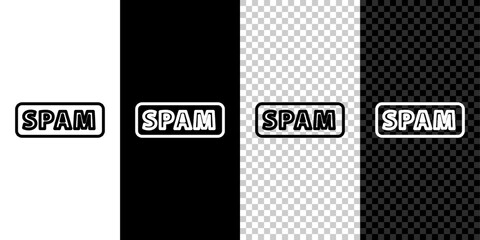 Poster - set line spam icon isolated on black and white background. vector