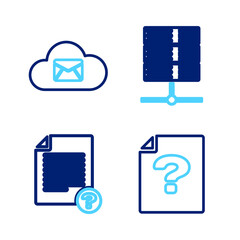 Poster - Set line Unknown document, Server, Data, Web Hosting and Cloud mail server icon. Vector