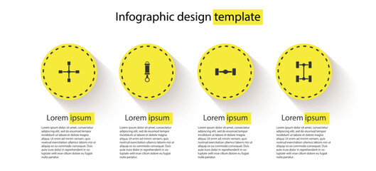 Sticker - Set Wheel wrench, Shock absorber, Chassis car and . Business infographic template. Vector