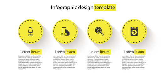 Sticker - Set Office chair, Vacuum cleaner, Frying pan and Washer. Business infographic template. Vector