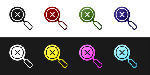 Poster - set magnifying glass and delete icon isolated on black and white background. search, focus, zoom, bu
