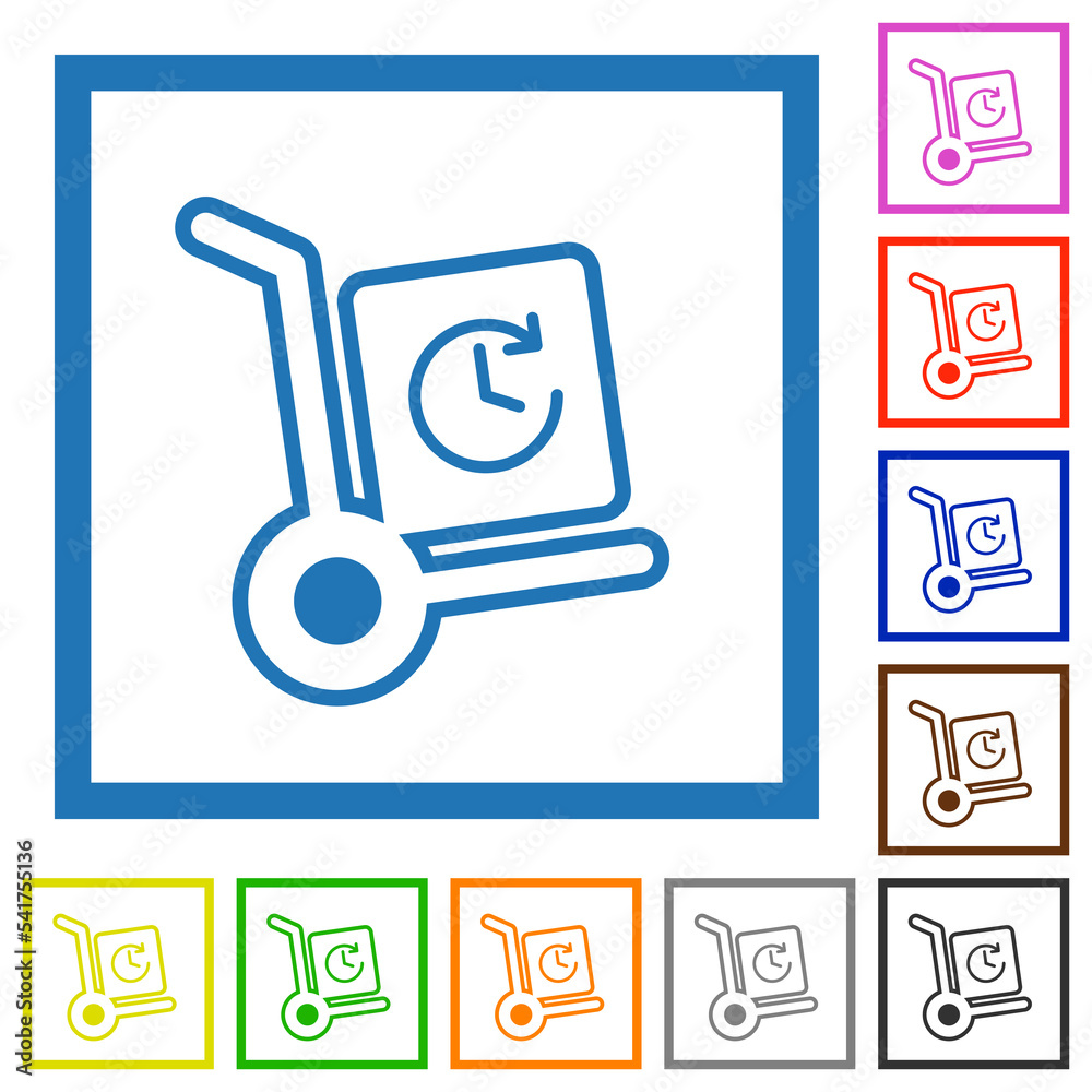 Express up parcel delivery outline flat framed icons