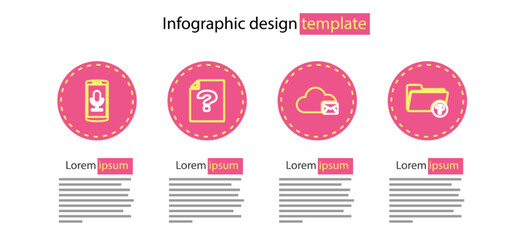 Poster - Set line Cloud mail server, Unknown directory, document and Mobile recording icon. Vector