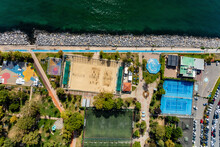 Aerial View Of Recreation Ground In Fenerbahce, Kadikoy On The Marmara Sea Coast Of The Asian Side Of Istanbul, Turkey.