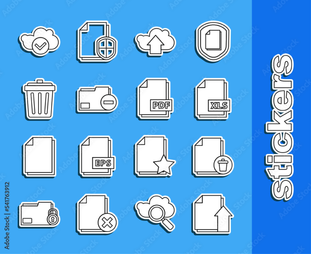 Set line Upload file document, Delete, XLS, Cloud upload, Document ...