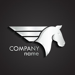 Wall Mural - 3d metal horse fast logo