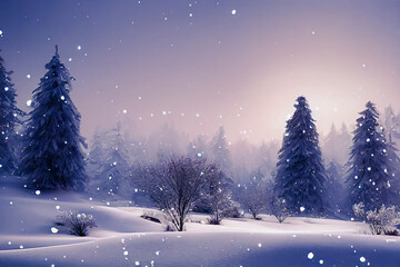 winter landscape with snow