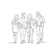 © Nataliia - Vector illustration of employees talking in line art style