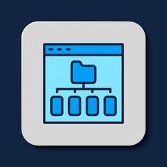 Poster - Filled outline Browser files icon isolated on blue background. Vector