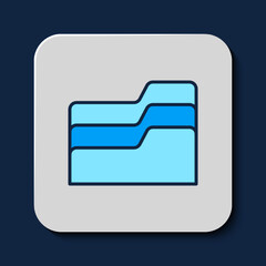 Poster - Filled outline Document folder icon isolated on blue background. Accounting binder symbol. Bookkeeping management. Vector