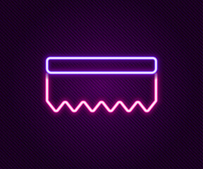 Sticker - Glowing neon line Sponge icon isolated on black background. Wisp of bast for washing dishes. Cleaning service logo. Colorful outline concept. Vector