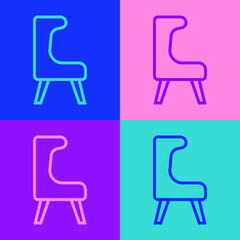 Poster - Pop art line Armchair icon isolated on color background. Vector