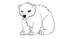 Stern Bear, Animal In The Forest, Cartoon Bear, King Of The Forest, Coloring Book, Isolated Illustration, Drawing On A White Background, Icon, Symbol