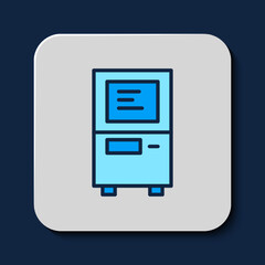 Poster - Filled outline ATM - Automated teller machine icon isolated on blue background. Vector