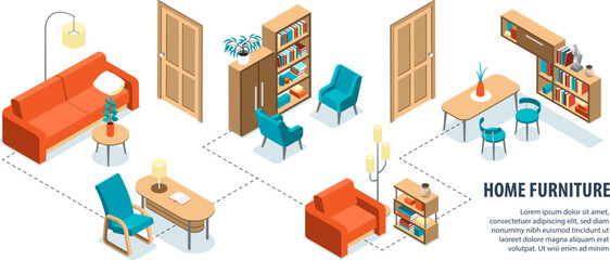 Home Furniture Isometric Infographics