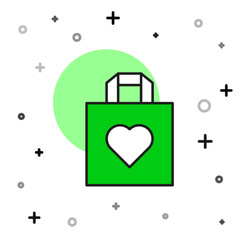 Poster - Filled outline Shopping bag with heart icon isolated on white background. Shopping bag shop love like heart icon. Happy Valentines day. Vector