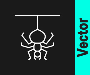 Poster - White line Spider icon isolated on black background. Happy Halloween party. Vector