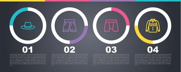 Canvas Print - Set line Man hat, Short or pants, Men underpants and Shirt. Business infographic template. Vector