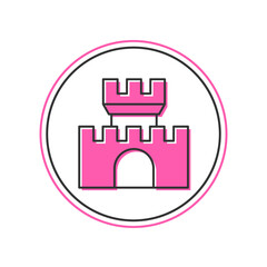 Sticker - Filled outline Castle icon isolated on white background. Medieval fortress with a tower. Protection from enemies. Reliability and defense of the city. Vector