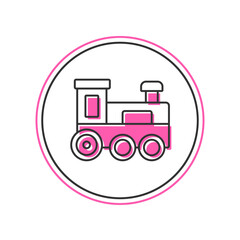 Sticker - Filled outline Toy train icon isolated on white background. Vector