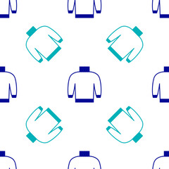 Sticker - Blue Sweater icon isolated seamless pattern on white background. Pullover icon. Sweatshirt sign. Vector