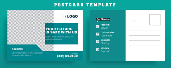 Wall Mural - Corporate Postcard Template design for marketing, business or marketing agency postcard template, Eddm postcard design, amazing and modern postcard design. stylish corporate postcard design.