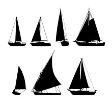 Silhouette Of A Sailboat, Silhouette Of A Yacht
