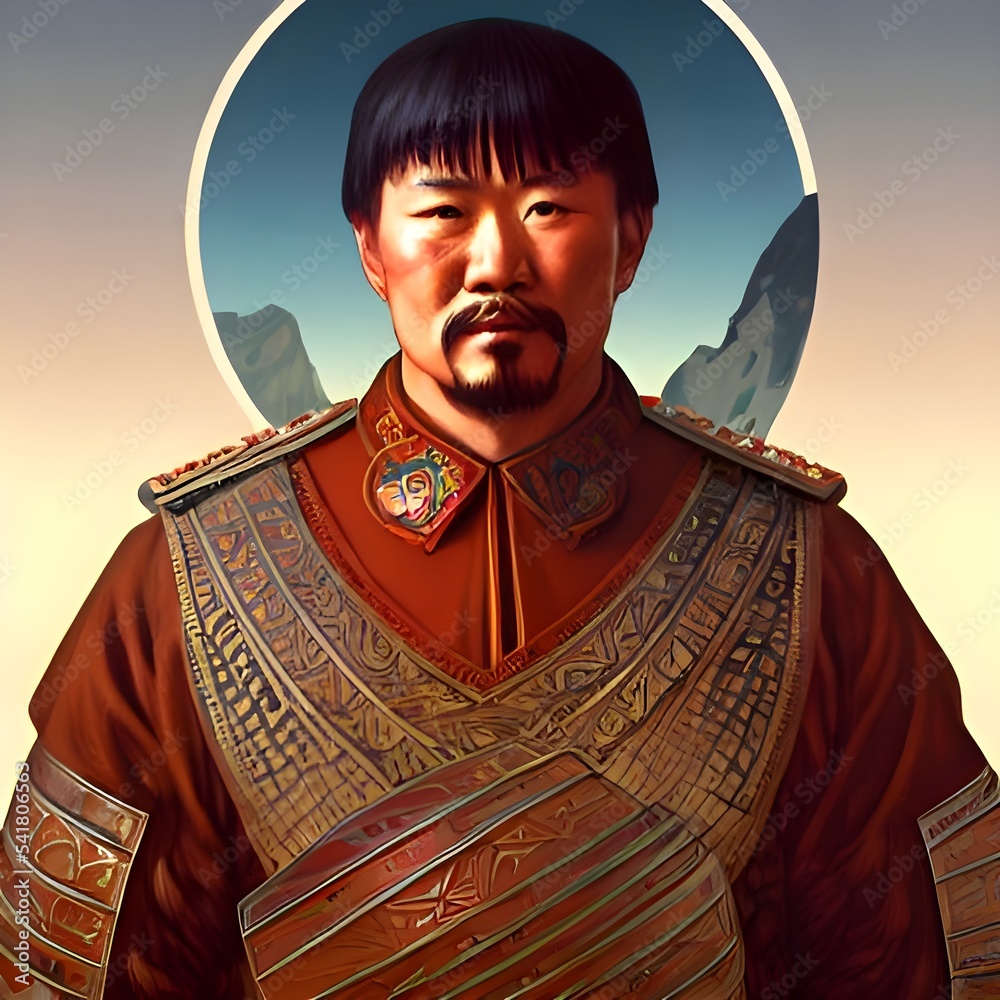 Portrait of Genghis Khan, Mongolian Emperor. High quality illustration ...