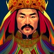 © Yacine - Portrait of Genghis Khan, Mongolian Emperor. High quality illustration