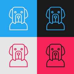 Poster - Pop art line Dog icon isolated on color background. Vector