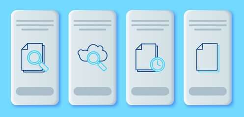 Poster - Set line Search cloud computing, Document with clock, search and icon. Vector