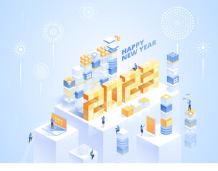 Poster - 2023 happy new year. new innovative ideas. digital technologies. isometric technology for new year h