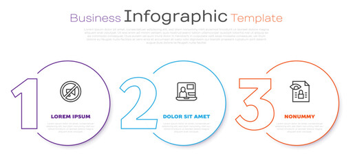 Poster - Set line Censored stamp, World news and Journalistic investigation. Business infographic template. Vector