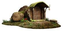 Fairy Log House 3D Illustration	