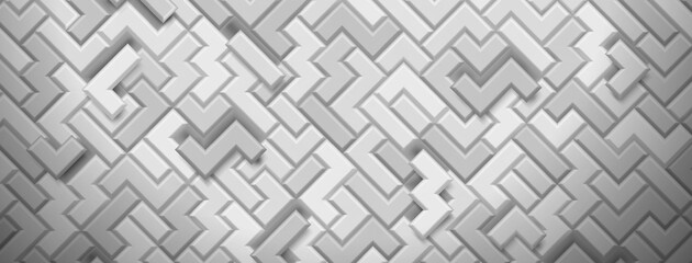 Poster - Abstract background made of tetris blocks in white and gray colors