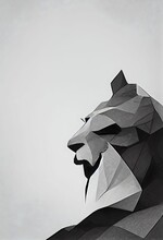 AI-generated Digital Art Of A Lion Profile In Gray Shades