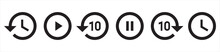 Play With 10 Seconds Forward And Backward Button Style Symbol Signs, Vector Illustration