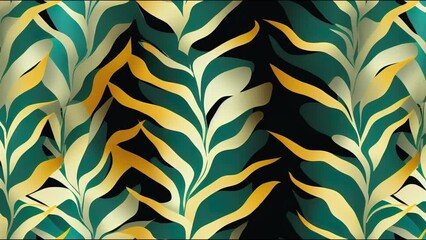 Wall Mural - Abstract tropical palm leaves silhouette grunge 2d illustrated seamless animation