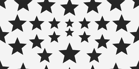 Poster - Black stars pattern. Simple pattern with stars seamless. A vector with identical star shapes but different sizes. Print and stylish design, pattern.