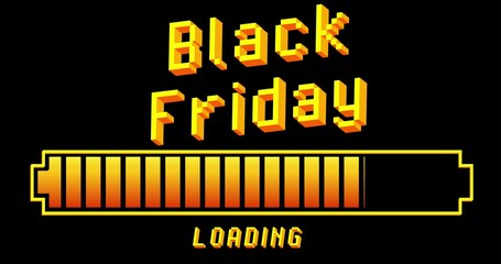 Poster - Black Friday text with Loading, Downloading, Uploading Bar Indicator. Download, Upload on computer screen.