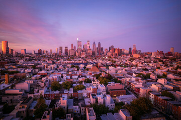 Wall Mural - Drone of Epic Philadelphia Sunset