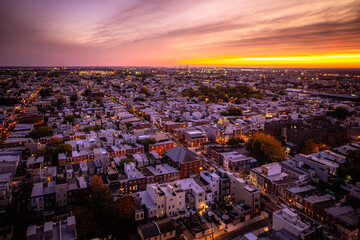 Wall Mural - Drone of Epic Philadelphia Sunset