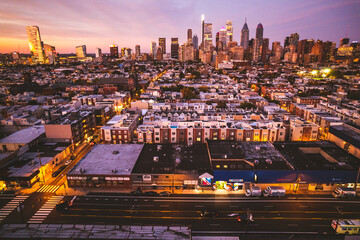 Wall Mural - Drone of Epic Philadelphia Sunset