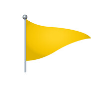 The Isolated Triangular Gradient Yellow Flag Icon With Silver Pole On Transparent Background